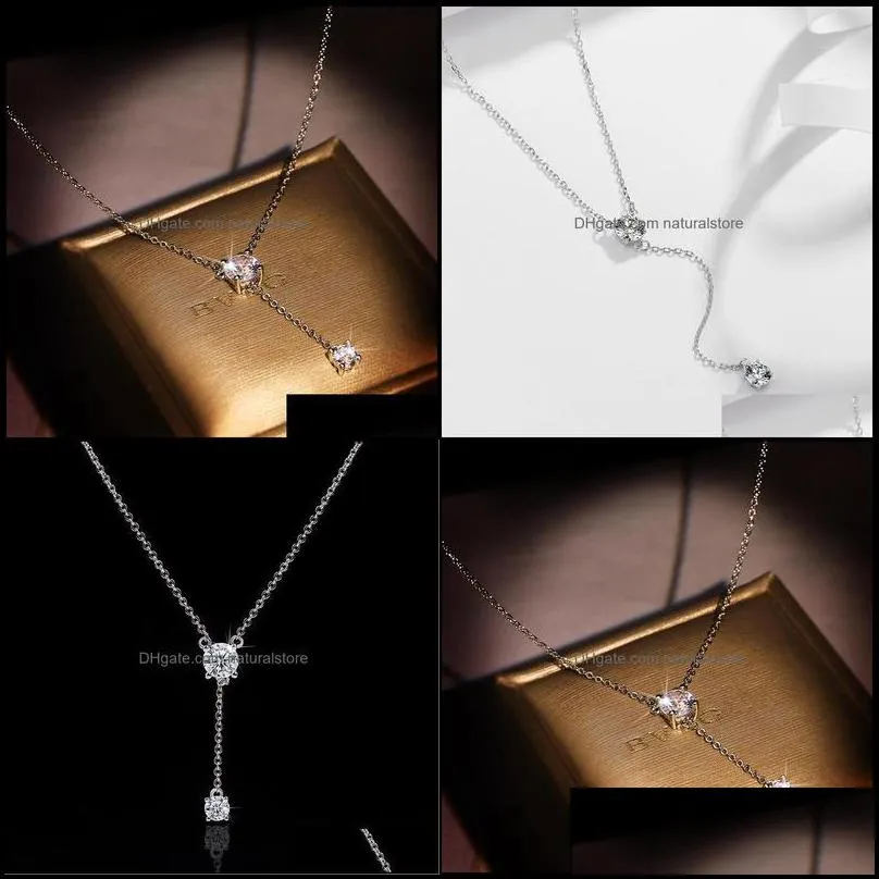 pendant necklaces pendants jewelry ll romantic long lab diamond real 925 sterling sier party wedding ch 4t