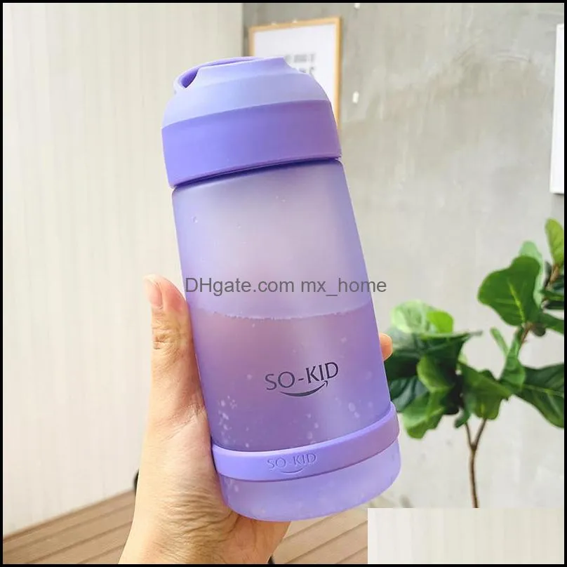 550ml straw plastic bottle plastic sports water bottles with straw children students school outdoor camping bottles