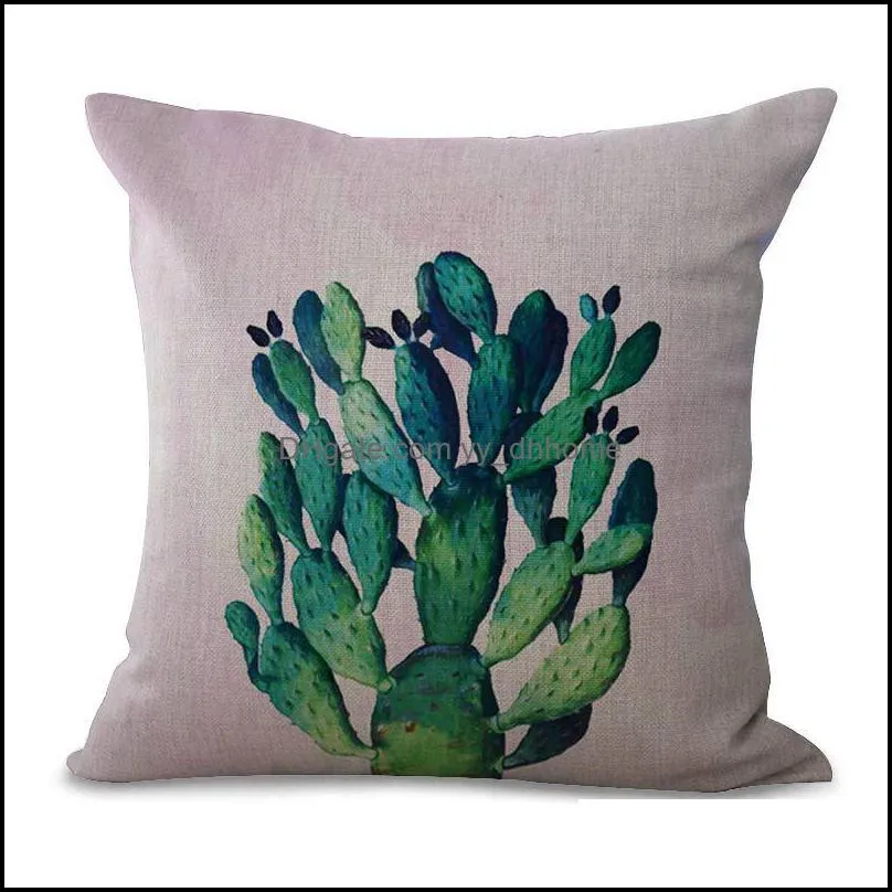 cotton cactus series pillowcase green plant cushion cover linen home decor pillow case sofa car throw pillow case