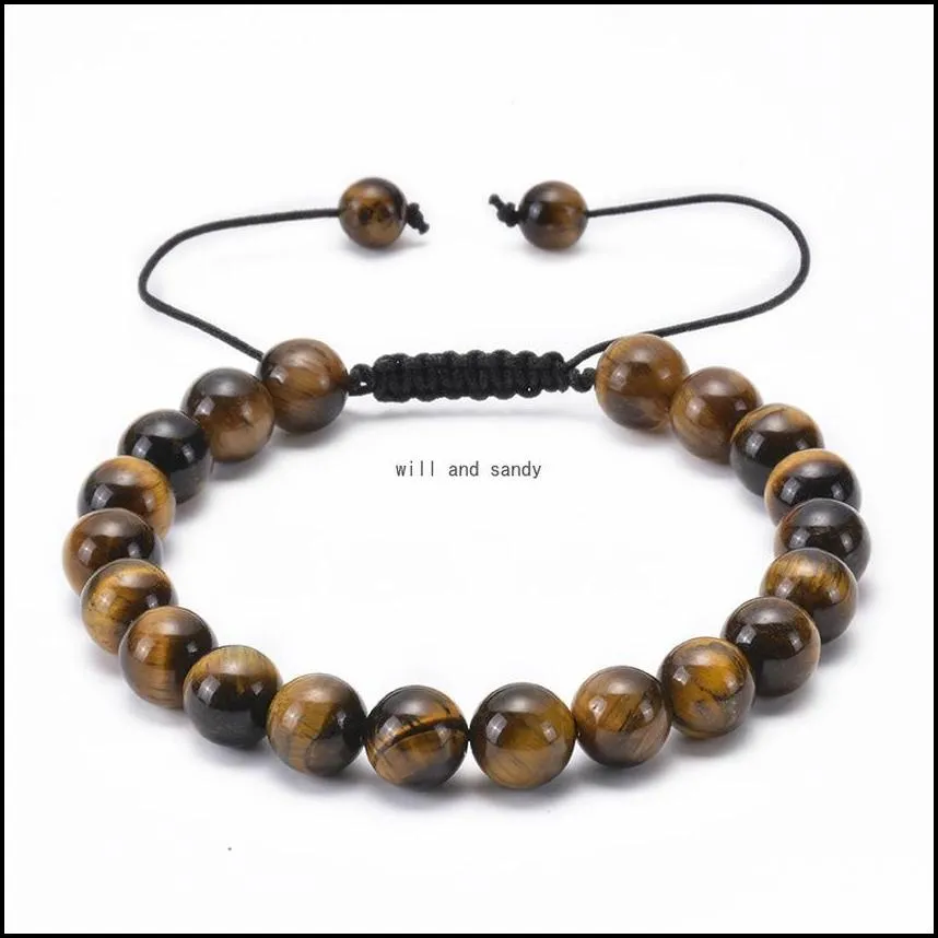 natural stone bracelet howlite amethyst tiger eye rose quartz bead braid adjustable bracelets for women men fashion jewelry will and