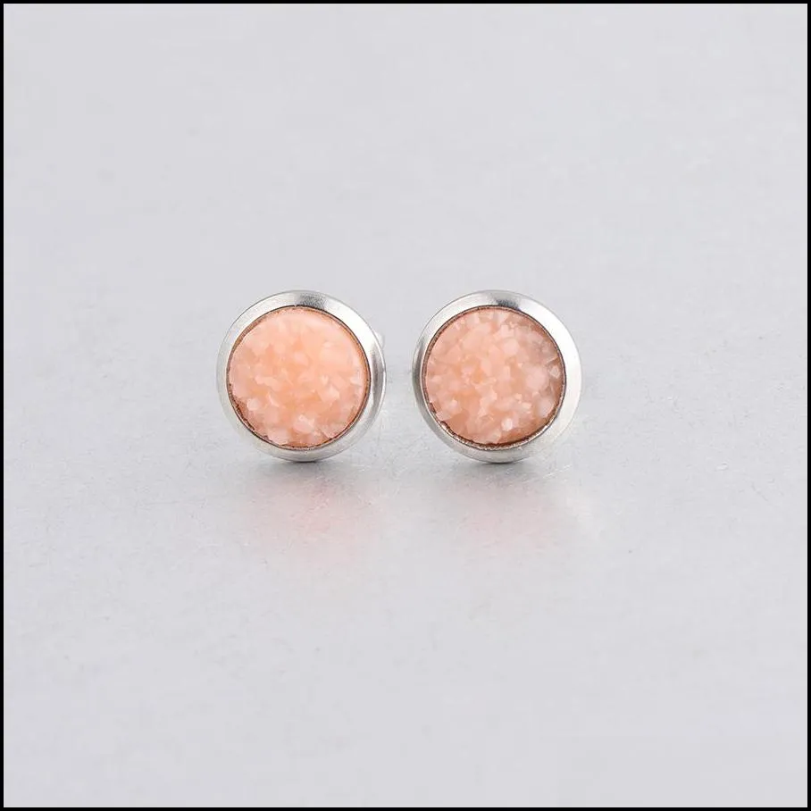 8mm 10mm stainless steel resin stud earrings round starry sky babys breath ear studs fashion jewelry wholesale