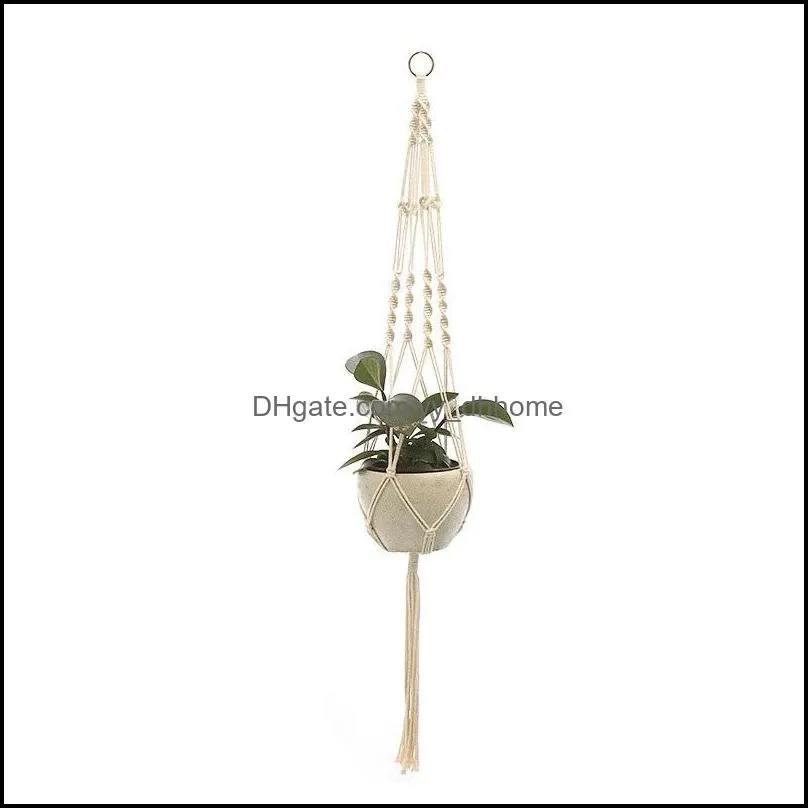 hanging flowerpot net bag handmade cotton knitting hemp flowerpot lifting rope balcony florist flower plant hanger decoration