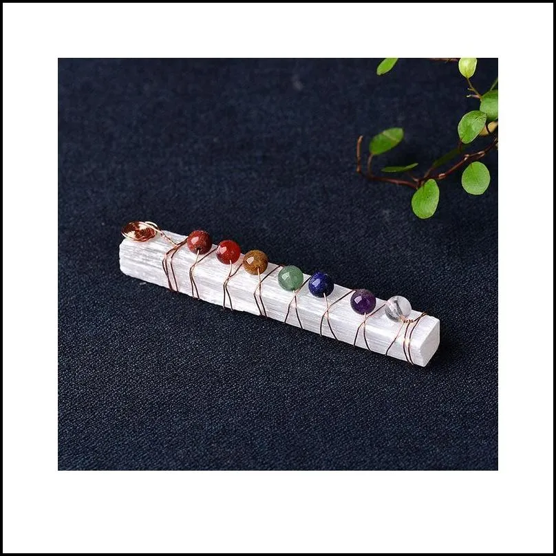seven chakra healing crystals stones selenite stick wand for yoga meditation spiritual reiki beads wire wrapped heali jllauj