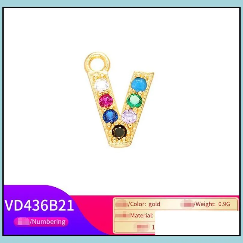 micro pave colorful rhinestone letter charms pendant earrings findings brass initial necklace jewelry accessories wholesale