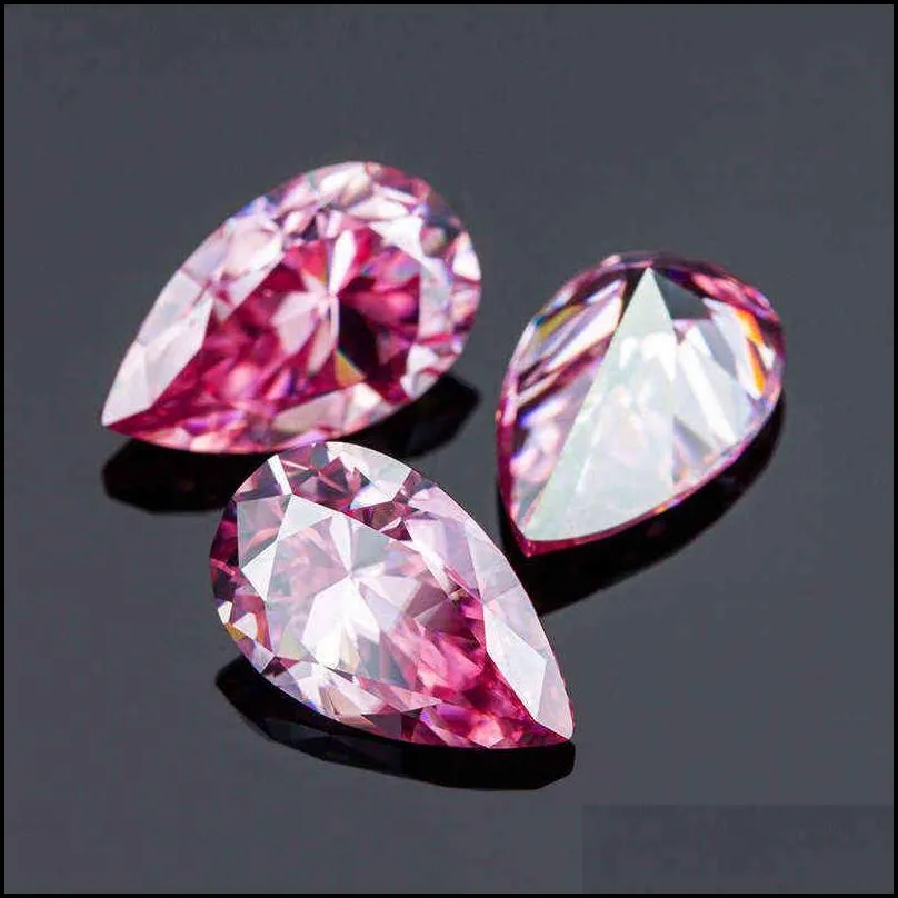 factory wholesale price 1 carat moissanite diamond loose gemstones pink color pear shape for jewelry making h220423