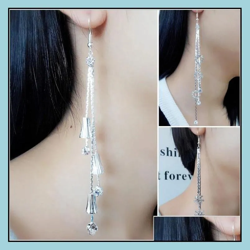 mix tassel dangle chandelier earrings exaggerated super long rhinestone s windmill fringe ear wire drop earings korean jewelry bulk