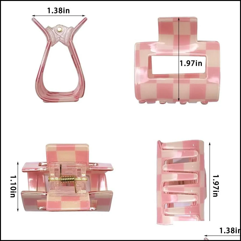 hair clips barrettes checkered claw clip acrylic square small for thin 2 exquisit shark aesthetic women ambbp