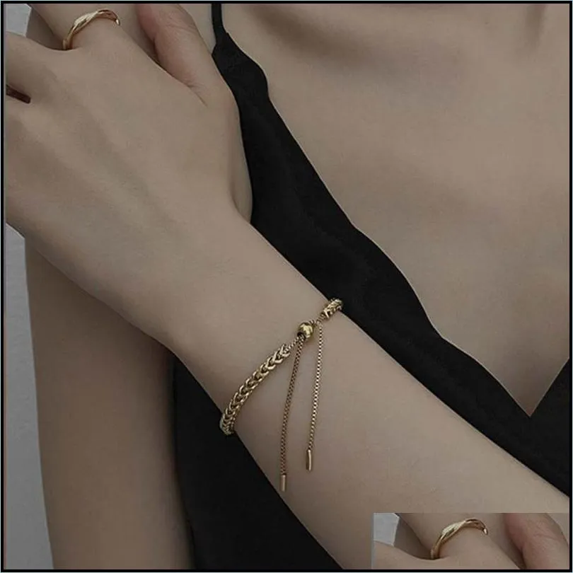 charm bracelets american metal chains tassel minimalism gold color women bracelet fashion jewelry golden wheat bangle kent22