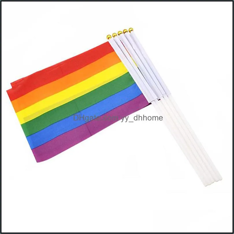gay pride flag plastic stick rainbow hand flag american lesbian gay pride lgbt flag 14 x 21 cm rainbow flags