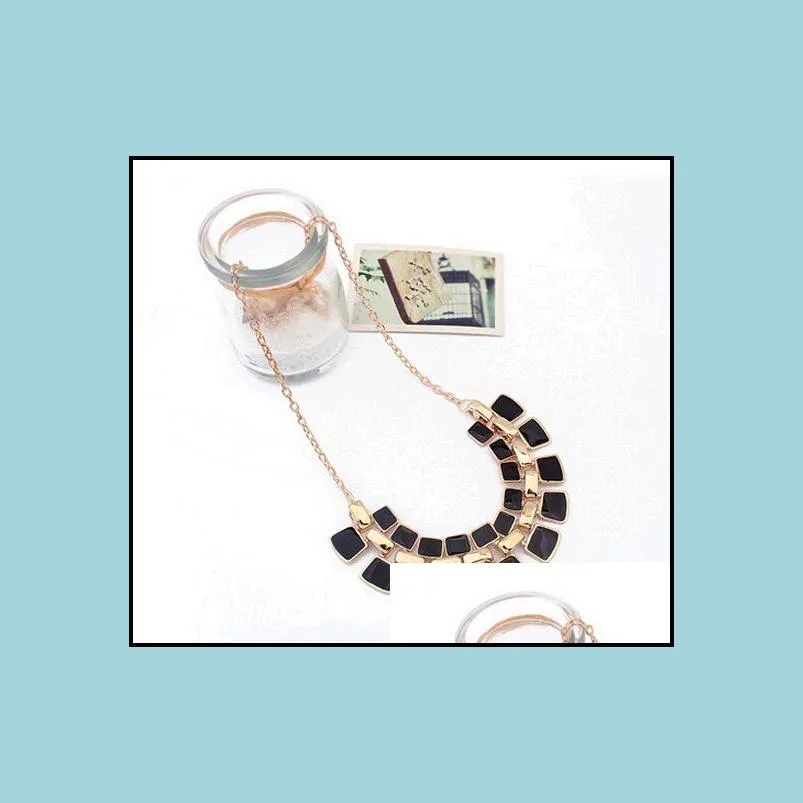new gemstone choker necklaces european and american geometric oil drip layers pendants chains collar bone jewelry sautoir gift