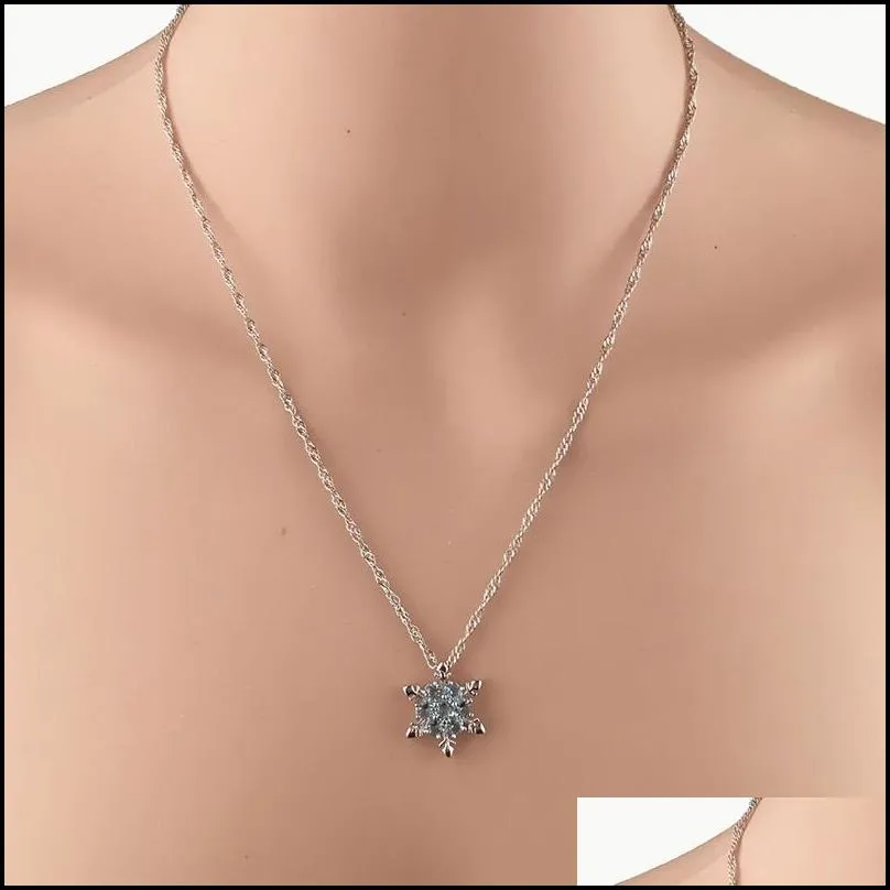 2019 droppshiping fashion women crystal zircon snowflake pendant necklace jewelry christmas new year gifts bfj552457