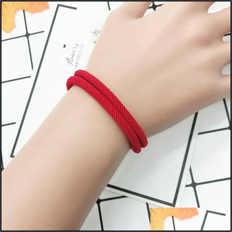 charm bracelets lucky red rope bracelet women men handmade woven string couple jewelry anklets adjustable ankle kent22