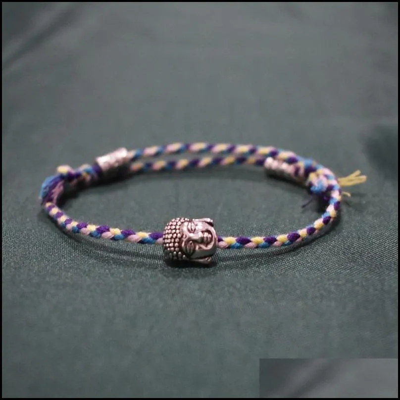 charm bracelets tibetan buddha head amulet thread woven rope for women friendship couple pendent bracelet men gift kent22