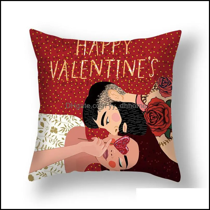 valentine day pillowcase 45x45cm valentines day pillow cover home office sofa throw pillow case lovers pillow cover