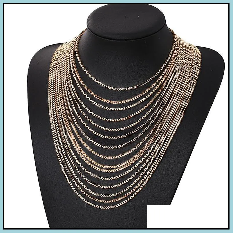 exaggerated vintage multilayer choker necklace long tassel fringe neck body chain sautoir gold silver black fashion jewelry mix