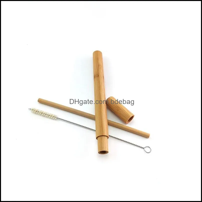 bamboo drinking straw set reusable straw add sisal hemp cleaning brush add tube set travelling bamboo straw set