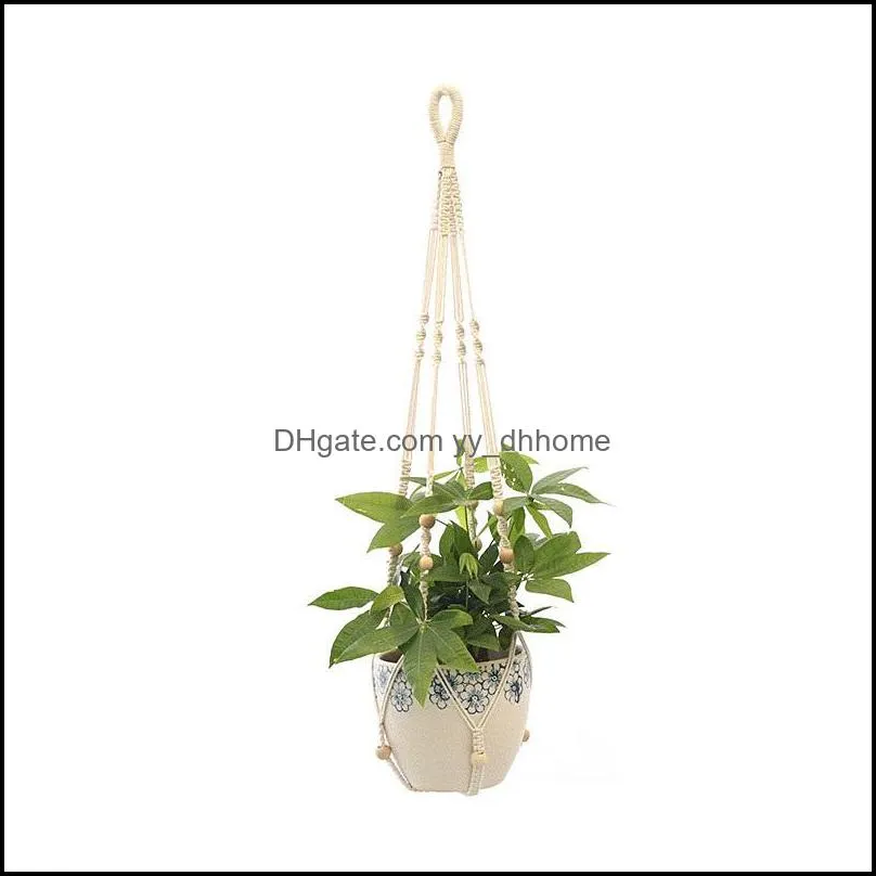 hanging flowerpot net bag handmade cotton knitting hemp flowerpot lifting rope balcony florist flower plant hanger decoration