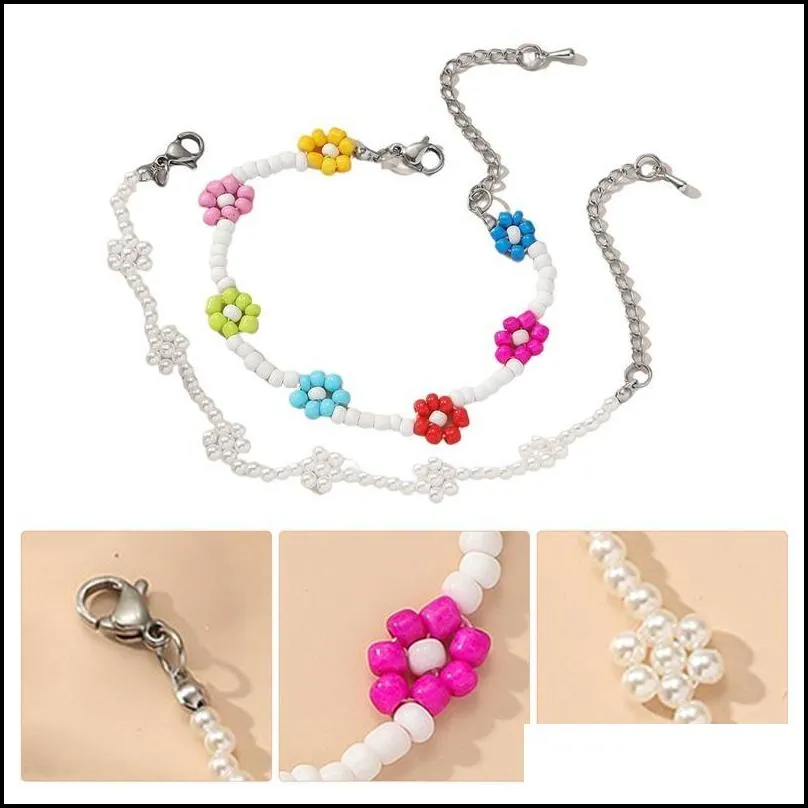 charm bracelets cute flower beaded bracelet for girls fancy friendship children accessories jewelry beadscharm kent22