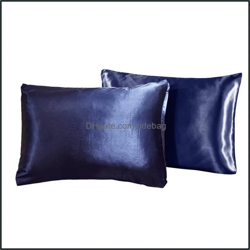 solid color simulation silk pillow case soft breathable smooth satin pillowcase bedding supplies