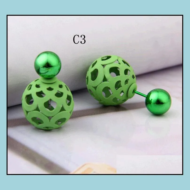 twosided balls earring studs bubbles hollow out front and back earrings mixedlot double side backing ear nail wholesale on sale