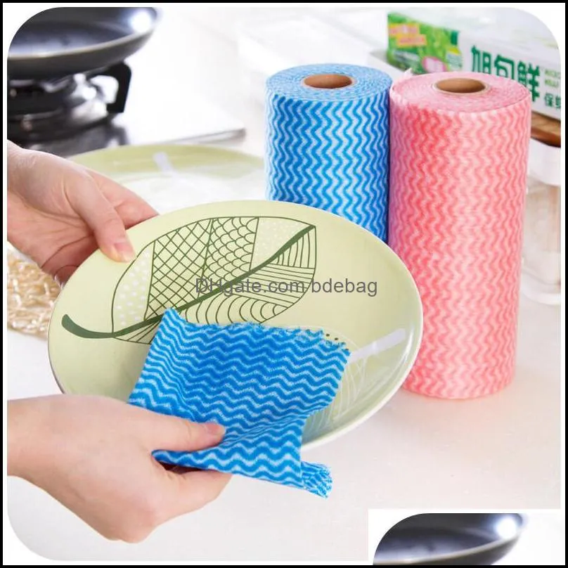 50pcs/roll nonwoven dishcloth nonwoven disposable wash cloth kitchen restaurant dishcloth rags disposable home clean cloth