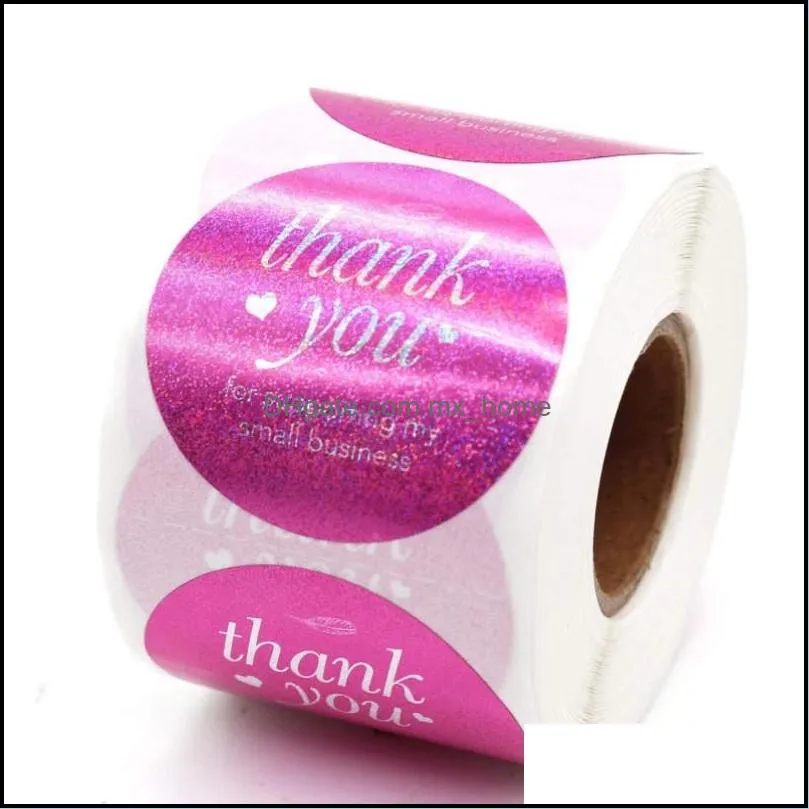 glitter laser thank you sticker pink rose gold blue thank you label sticker roll adhesive festival party gift favor decor