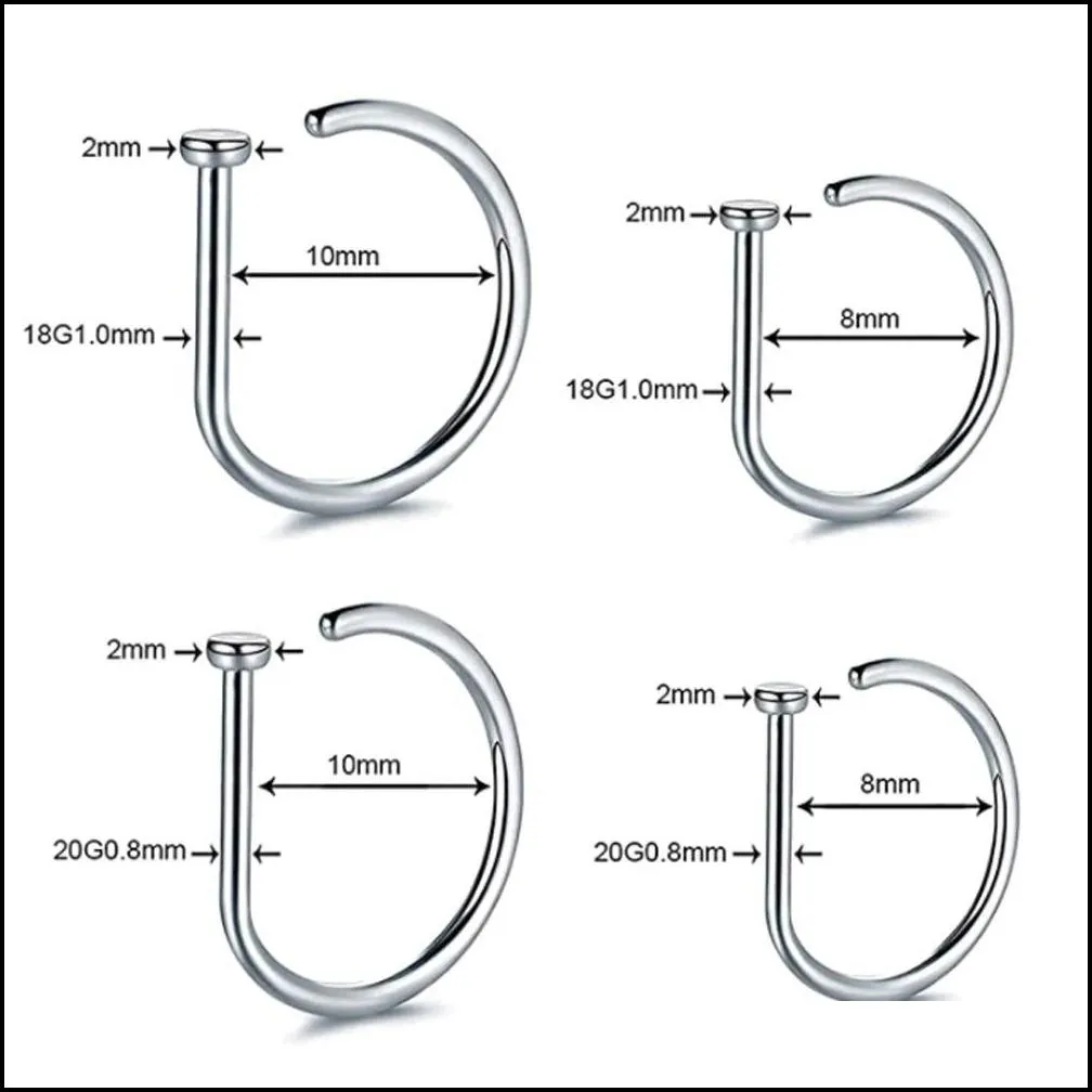 body jewelry f136 titanium fake nose piercing 18g 20g d shaped tragus helix nariz stud earring hoop septum ring nostril