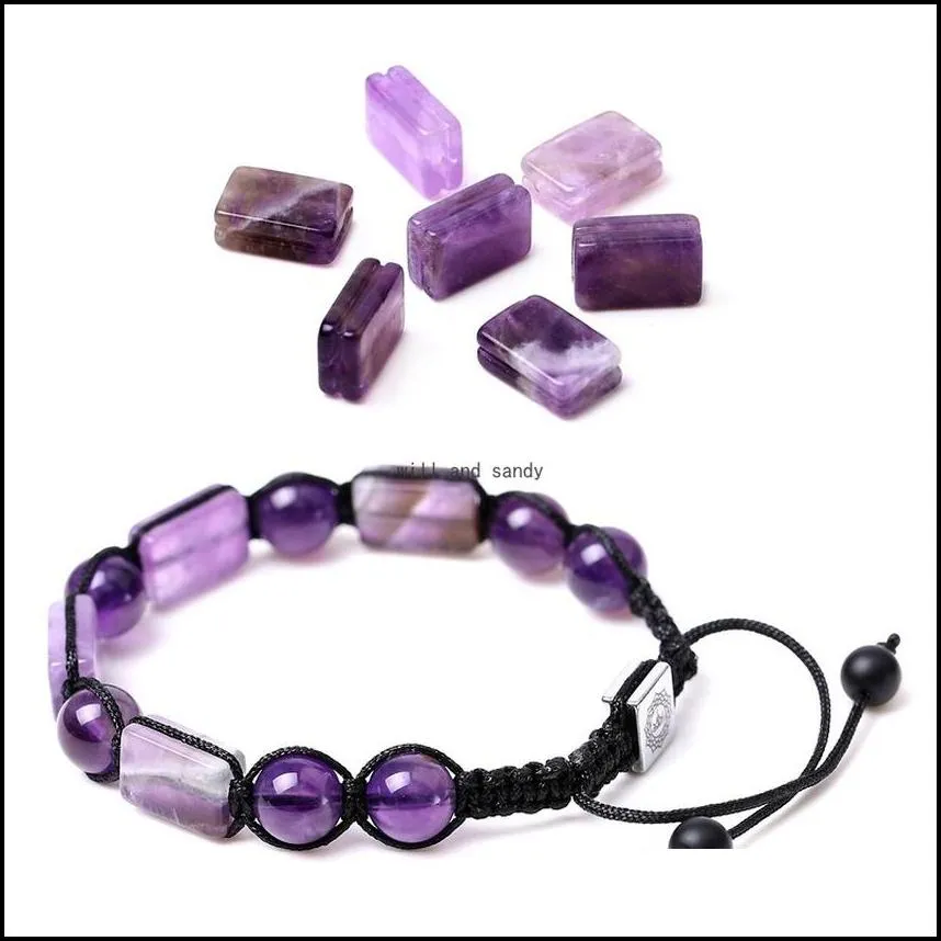 square grooving yoga seven chakras natural stone bracelet adjustable beads gemstone amethyst agate lapis tiger eye bracelets for women men jewelry will and