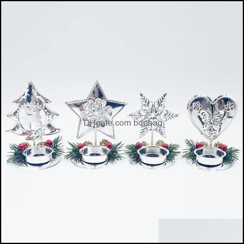 christmas decoration candlestick heart tree snowflake design iron christmas candle holder merry xmas desktop candle decoration