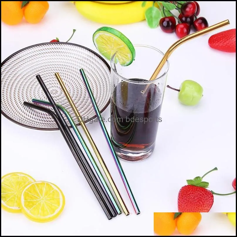 stainless steel straw beverage juice milk tea cocktail straws outdoor portable drinking straws 6x215mm straight straws