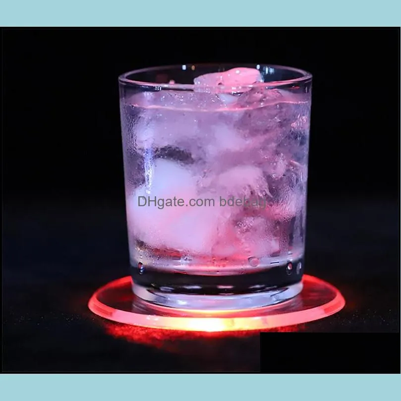 acrylic light coaster colorful flash waterproof led lighting base lamp acrylic crystal cocktail cup pad rgb acrylic mat