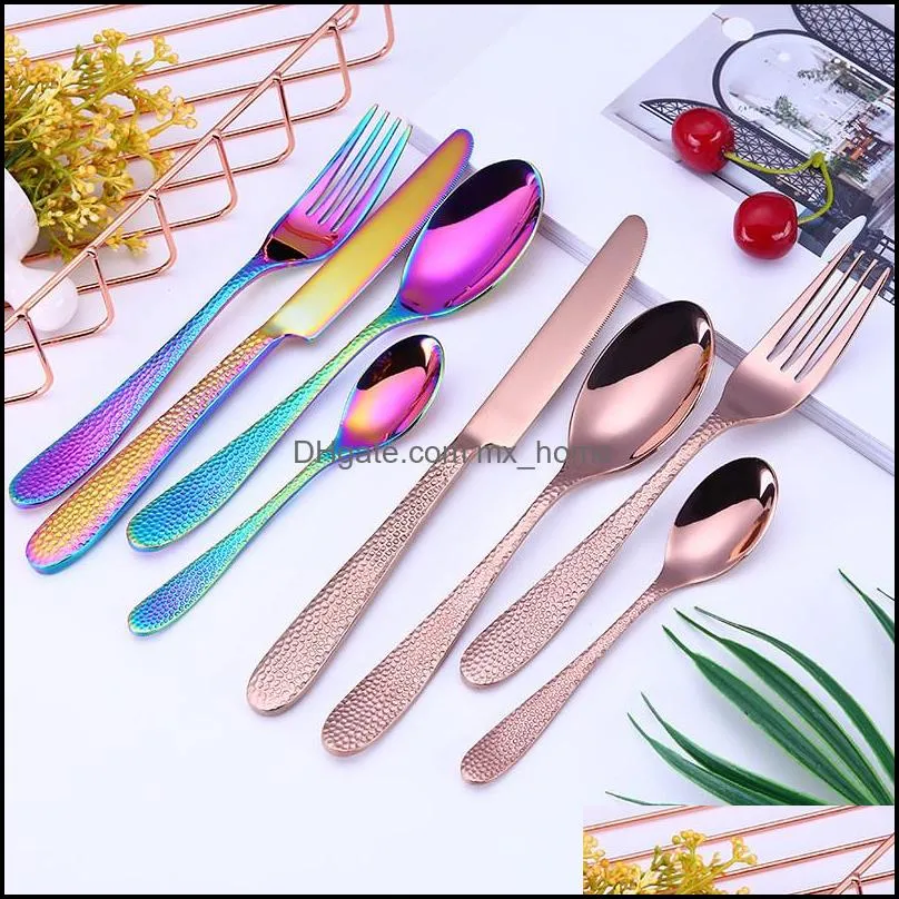 gold cutlery flatware set spoon fork knife teaspoon stainless dinnerware set cutlery tableware set tableware cutlery kitchen