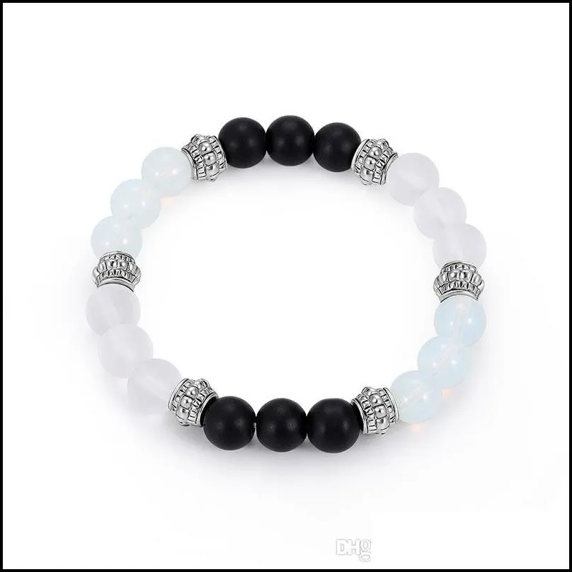 crystal stone white black beads strands bracelets bangles for women men healing pray elastic yoga bracelet jewelry gifts will and sandy drop