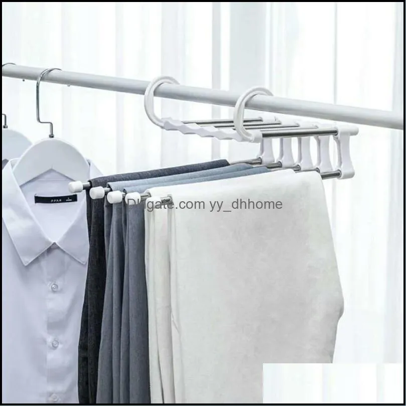 magic clothes hanger stainless steel tube pants rack retractable clothes trouser holder storage hanger home organizer