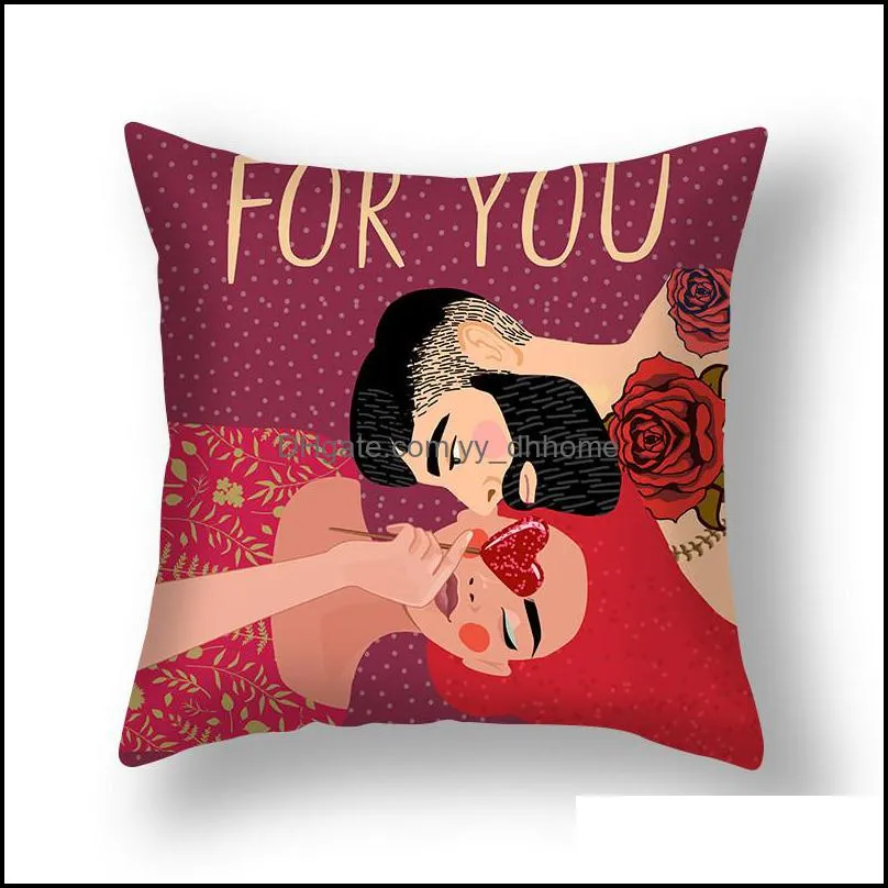 valentine day pillowcase 45x45cm valentines day pillow cover home office sofa throw pillow case lovers pillow cover