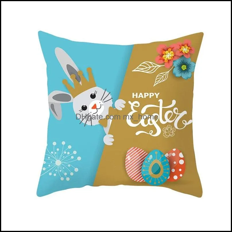 happy easter pillowcase peach skin bunny printed pillow case sofa car cushion covers single sided rabbit printed pillowcase