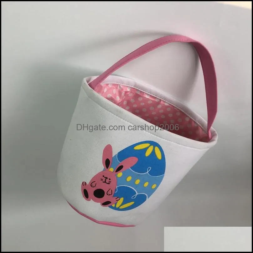 easter rabbit egg bucket cotton canvas bunny candy egg hunt basket kids easter bunny toys basket