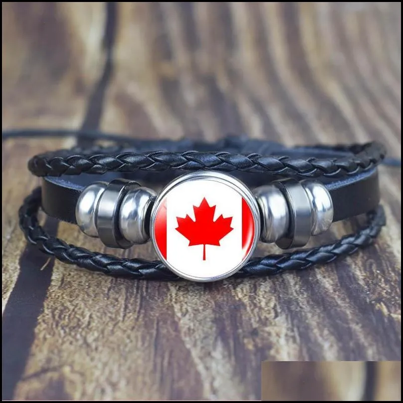 charm bracelets flag leather bracelet australia usa brazil chile israel peru zealand canada eastern europe jewelry men giftscharm