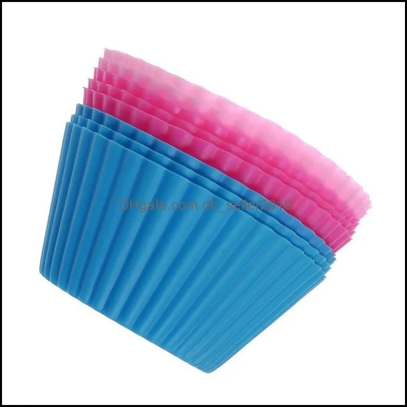 24pcs/set round silicone muffin cups 7cm silicone cupcake cups 6 color 24 pcs muffin pan bakeware pastry tools kitchen accessories