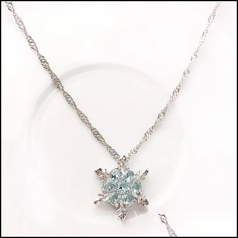 2019 droppshiping fashion women crystal zircon snowflake pendant necklace jewelry christmas new year gifts bfj552457