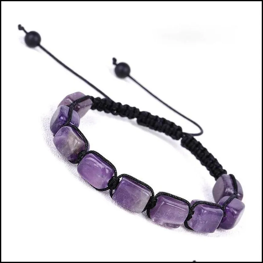 woven rectangular yoga 7 chakra natural stone cube beaded strand bracelets adjustabel bracelet wrist band for women fashion jewelry will and
