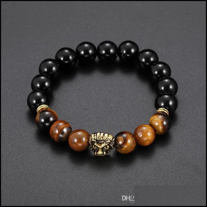 natural tiger eye stone beaded strands bracelets charm lucky golden  bracelet for men fashion jewelry