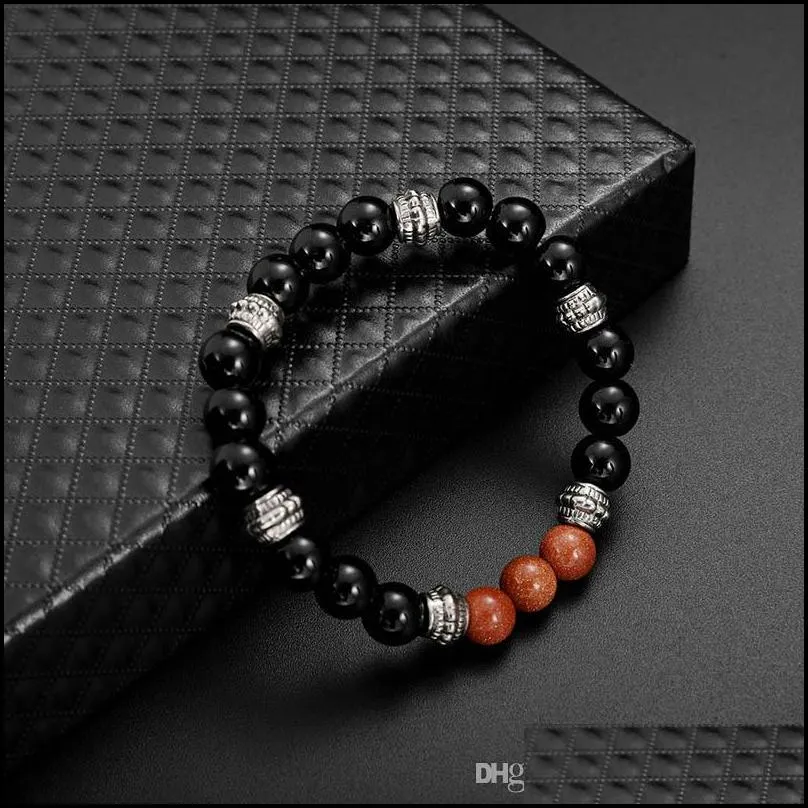 natural volcanic stone 8mm beaded bracelet charms hip hop mens fashion jewelry charm