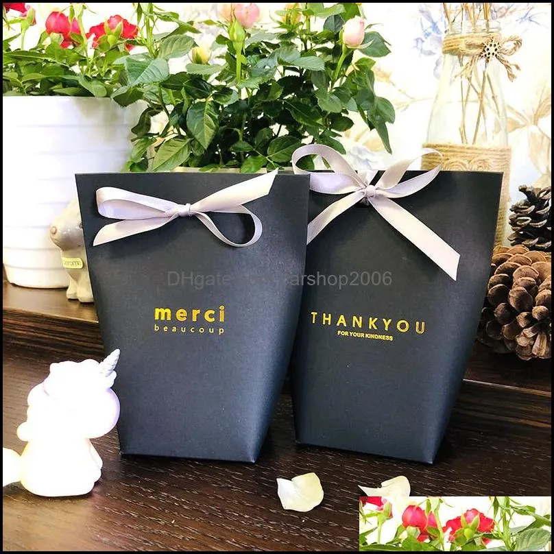 merci candy bag french thank you wedding favors gift box upscale black white bronzing wedding favors gift box