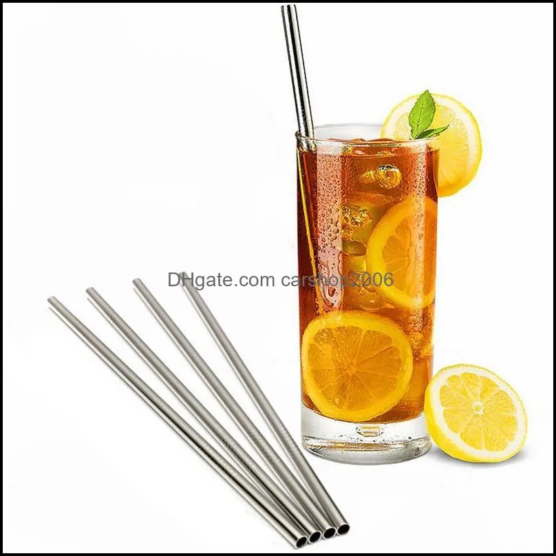 215mm stainless steel straight straw practical drinking straw easy to clean straws metal bar family kitchen tools 