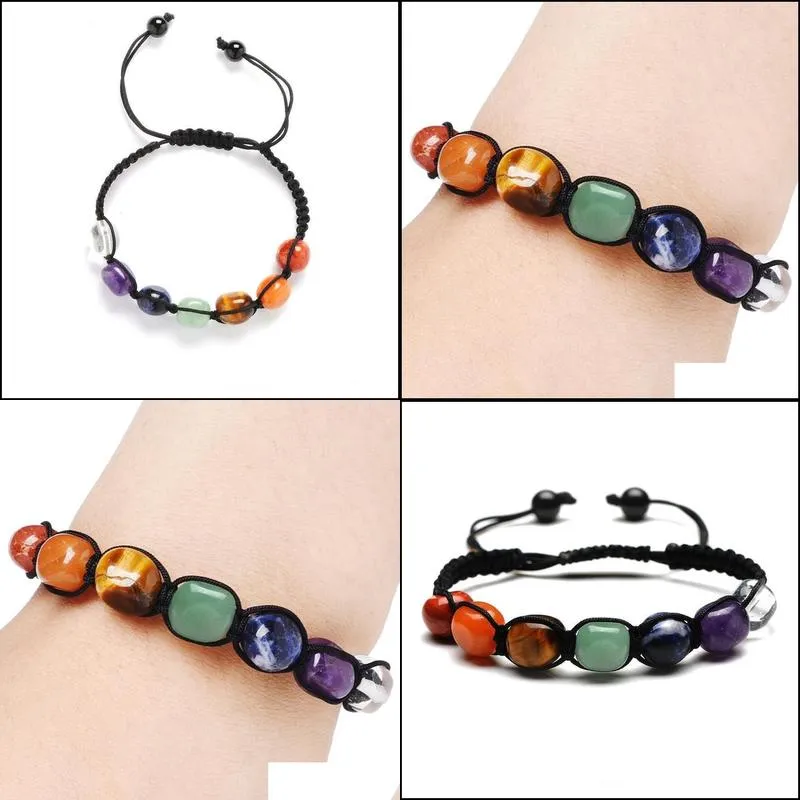 7 chakra yoga natural stone beaded strands bracelet women men irregular beads bracelets fashion jewelry will and sandy gift