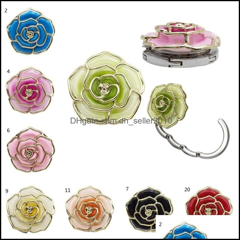 rose shape foldable bag hanger creative cafe office table hook for bag purse