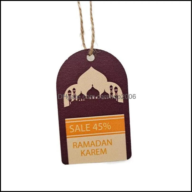 10 pieces/set wooden ramadan pendant eid mubarak sales discount islamic muslim alfitr party decor