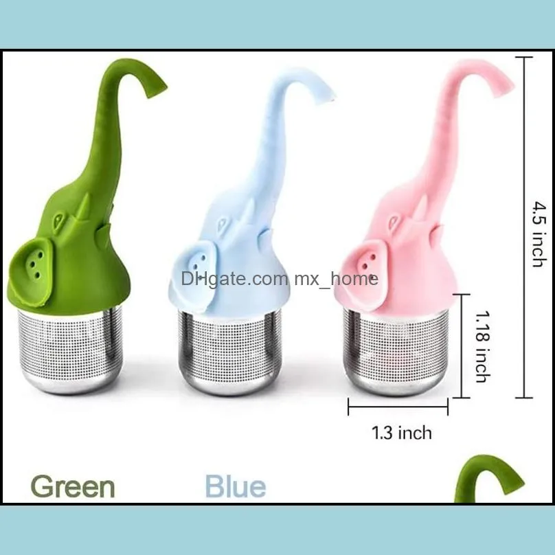 tea tools stainless steel elephant tea infuser silicone strainer for teas and herbal kitchen gadges