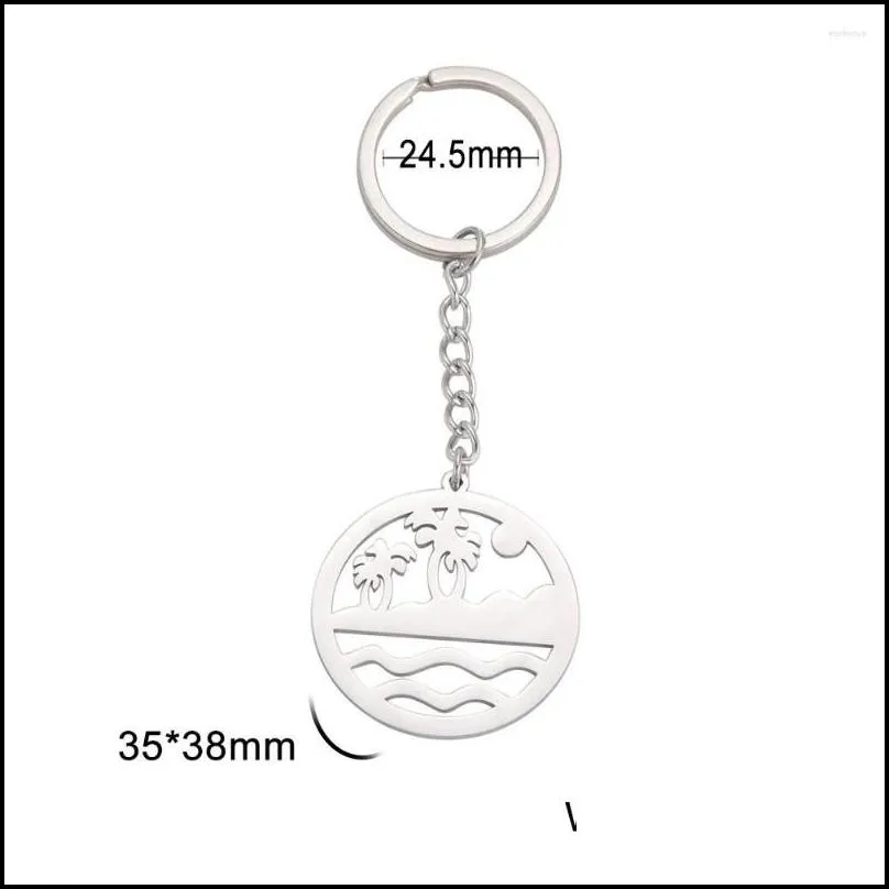 keychains cooltime beach sea tree sun summer keychain stainless steel key chain for women men jewelry keyring gifts friends 2022 trend